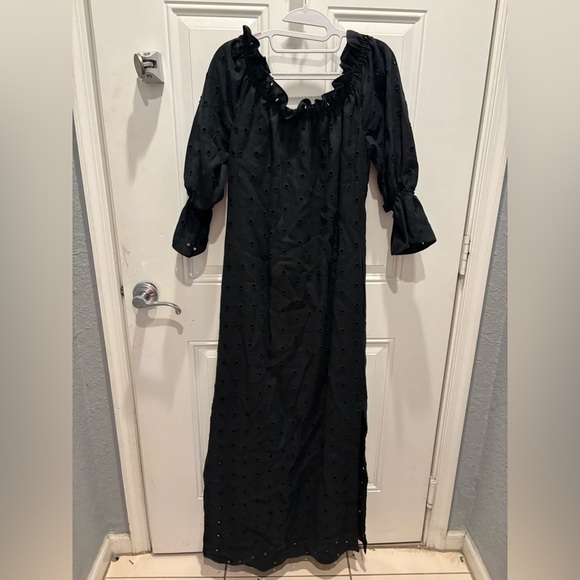 Style Paris by Susan Sutherland eyelet linen maxi dress sz 40 - Picture 2 of 4